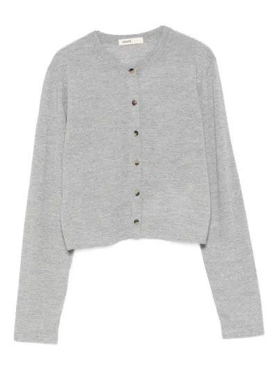 Khaite Button-front Wool-blend Cardigan In Gray