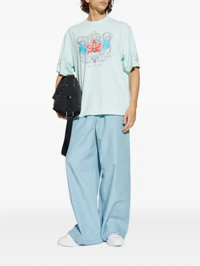 Casablanca Graphic Print Crew Neck Short Sleeve T-shirt In Blue