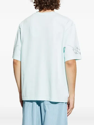 Casablanca Graphic Print Crew Neck Short Sleeve T-shirt In Blue