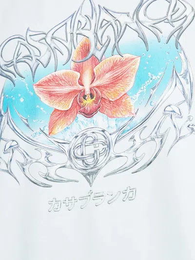 Casablanca Graphic Print Crew Neck Short Sleeve T-shirt In Blue