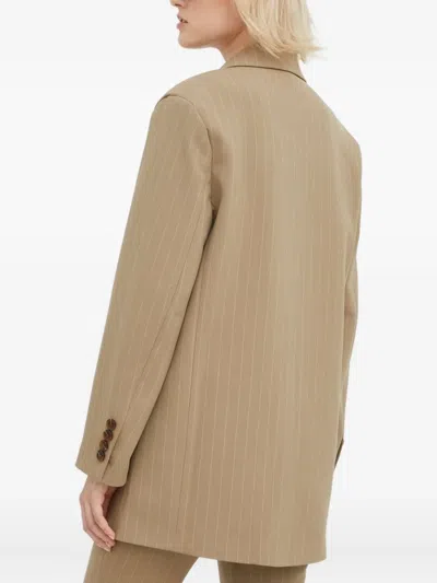 Samsoe & Samsoe Pinstripe Single-breasted Blazer In Brown