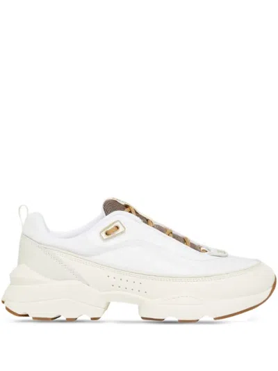 Max Mara Running Shoes In Technical Fabric And Leather In White