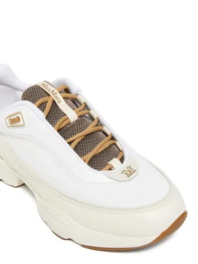 Max Mara Running Shoes In Technical Fabric And Leather In White