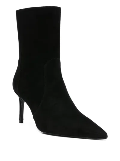 Stuart Weitzman Black Ankle Boots With Stiletto Heel And Zip Closure On The Side In Suede Woman In Black