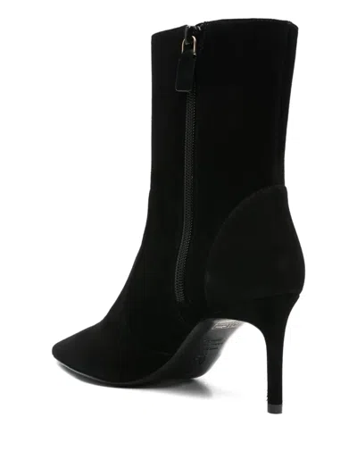 Stuart Weitzman Black Ankle Boots With Stiletto Heel And Zip Closure On The Side In Suede Woman In Black