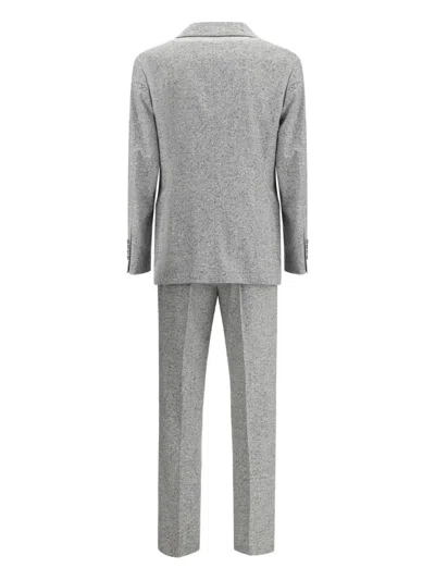 Brunello Cucinelli Tailored Suit Set Double-breasted Jacket In Gray