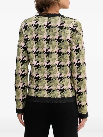 Silvian Heach Houndstooth Button-down Cardigan In Green