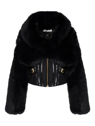 Elisabetta Franchi Black Bustier Jacket In Black