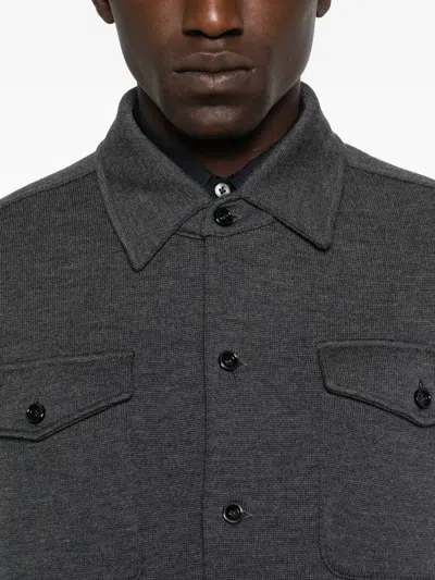 Lardini Buttoned Flap-pocket Shirt Jacket In Gray