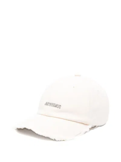 Jacquemus Women Artichaut Baseball Cap With Distressed Brim In White
