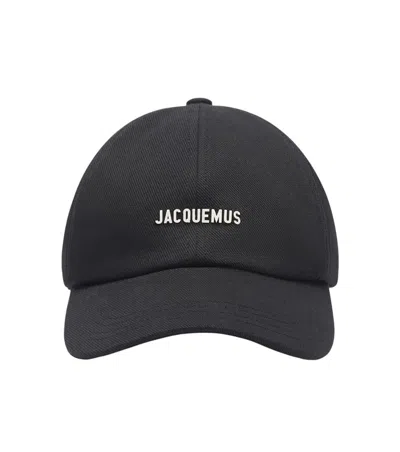 Jacquemus Gadjo Logo-embellished Cotton-twill Baseball Cap In Black