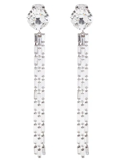 Alessandra Rich Silver Fringed Earrings In Silver