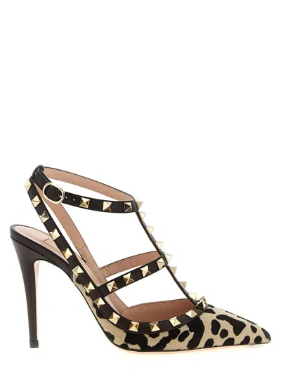 Valentino Rockstud Pumps In Animal Print In Neutral