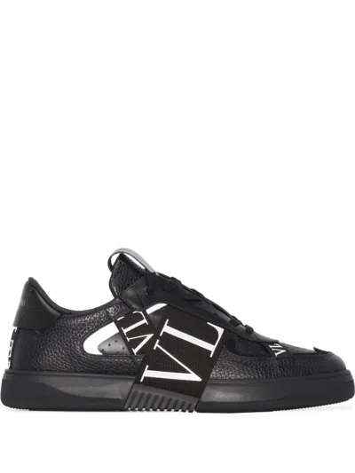 Valentino Garavani Black Calf Leather Bos Taurus Low Top Sneakers