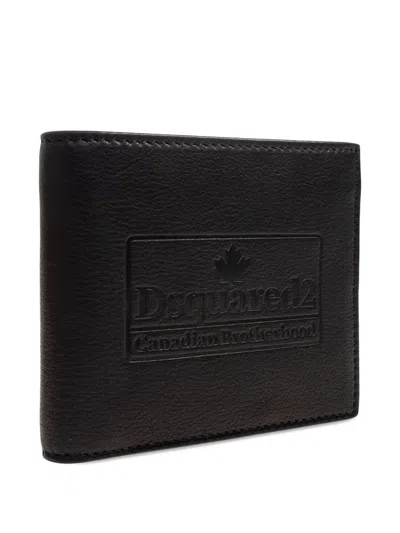 Dsquared2 Embossed Logo Leather Wallet In Black