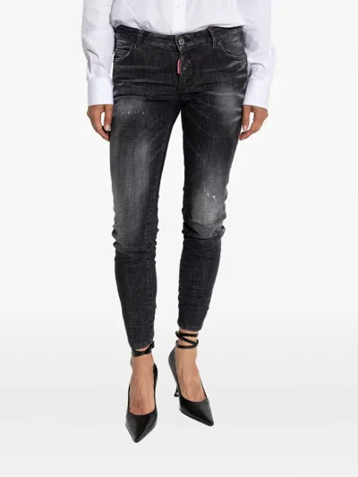 Dsquared2 Faded Distressed Jeans In Gray