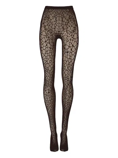 Wolford Reptile-pattern Net Tights In Black