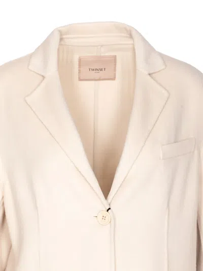 Twinset Abrigo Corto - Blanco In Gold