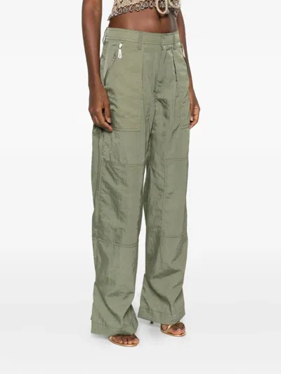 Rabanne Wide Leg Cargo Trousers With Pleated Front In Blue