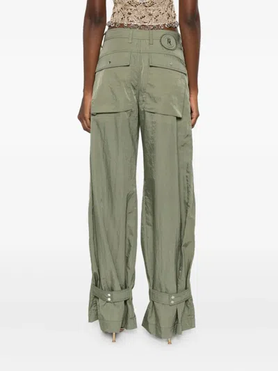 Rabanne Wide Leg Cargo Trousers With Pleated Front In Blue