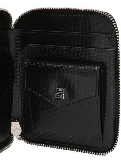 Givenchy Slim Textured Compact Wallets In Black