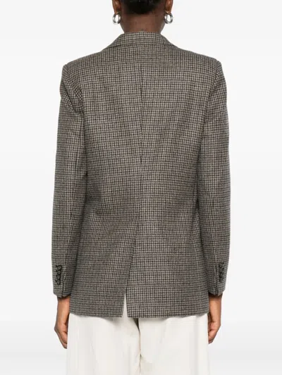 Tagliatore Adrianne Houndstooth Wool Blazer Clothing In Gray