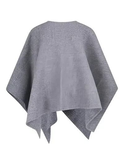Max Mara Logo-plaque Cape In Gray