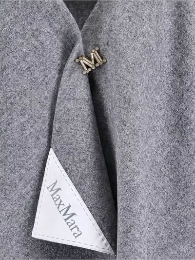 Max Mara Logo-plaque Cape In Gray