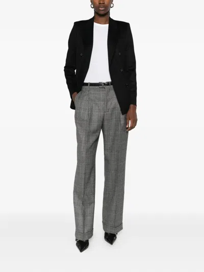 Berwich Pleated Checked Trousers In Blue