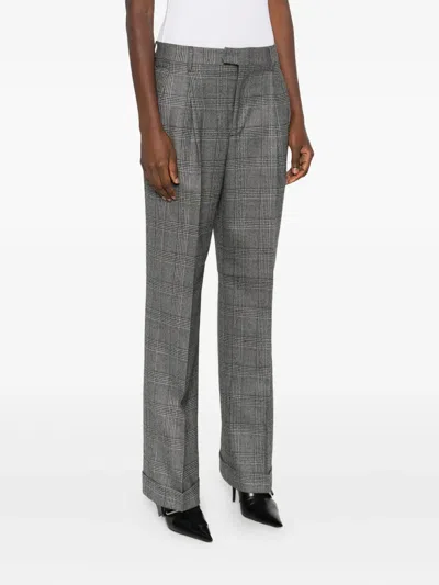 Berwich Pleated Checked Trousers In Blue