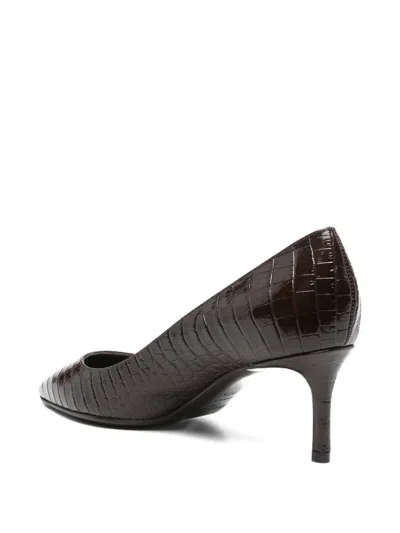 Jimmy Choo Crocodile-embossed Pointed-toe Pumps In Brown