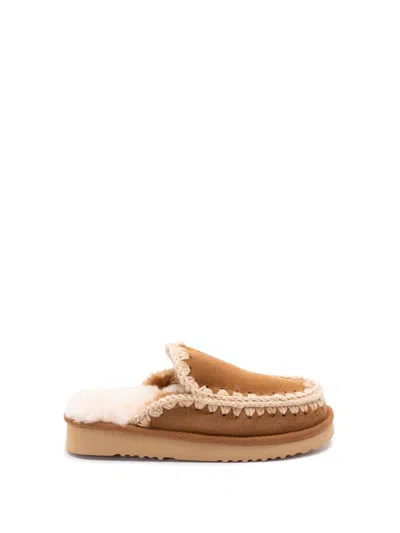 Mou Cognac Clog Eskimo Platform Mules In Brown