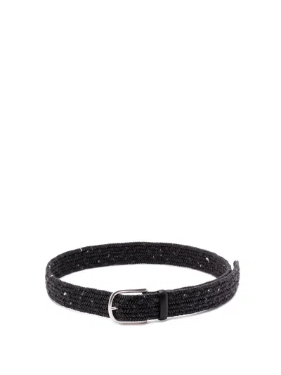 Orciani Braided Leather Belt In Gray