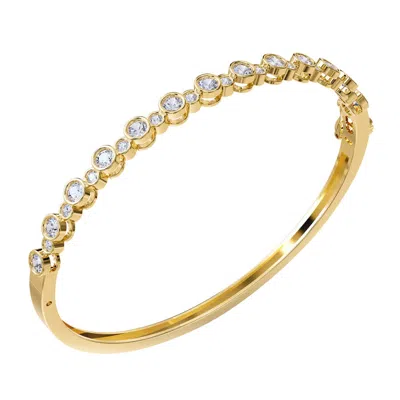 Diamond2deal 14k Yellow Gold 2 Carat Round Lab Grown Diamond Bangle Bracelet 7" Vvs-vs In Yellow