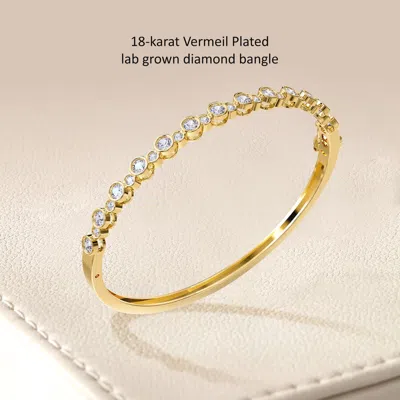 Diamond2deal 14k Yellow Gold 2 Carat Round Lab Grown Diamond Bangle Bracelet 7" Vvs-vs In Yellow