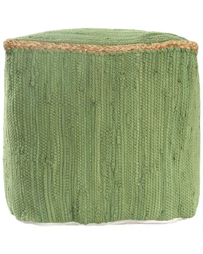 Lr Home Dayne Transitional Jute Bordered Handmade Textured Pouf In Green