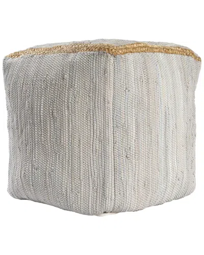Lr Home Dayne Transitional Jute Bordered Handmade Textured Pouf In Gray