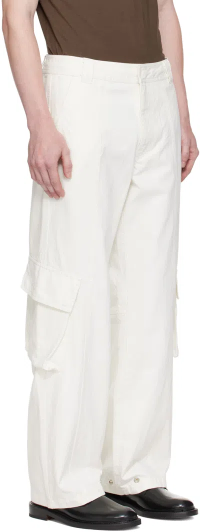 Still Kelly White Cotton Canvas Cargo Pants In White
