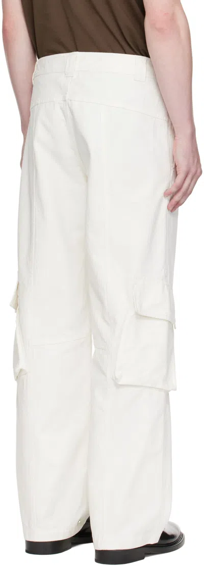 Still Kelly White Cotton Canvas Cargo Pants In White