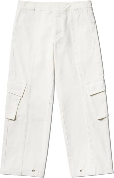 Still Kelly White Cotton Canvas Cargo Pants In White
