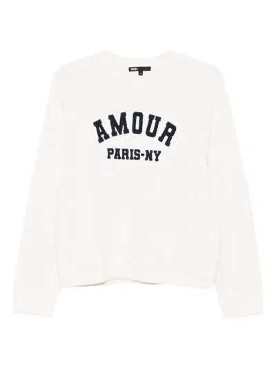 Maje Amour Paris-ny Embroidered Sweater In Neutral