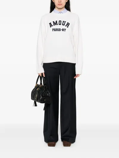 Maje Amour Paris-ny Embroidered Sweater In Neutral