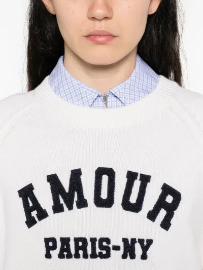 Maje Amour Paris-ny Embroidered Sweater In Neutral