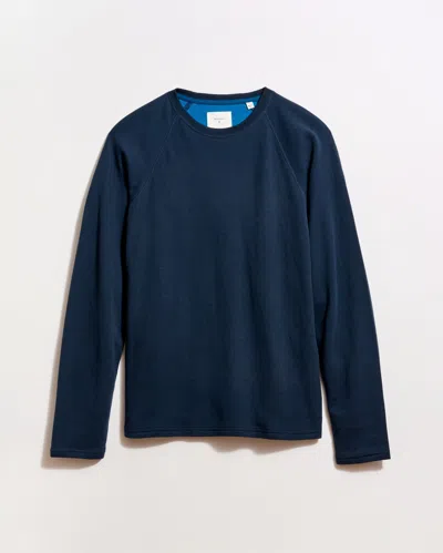 Billy Reid Long Sleeve Sueded Cotton Crewneck Shirt In Carbon Blue