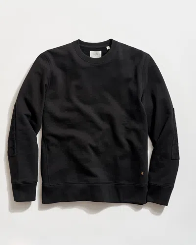Billy Reid Dover Crewneck Sweatshirt With Leather Elbow Patches In Black