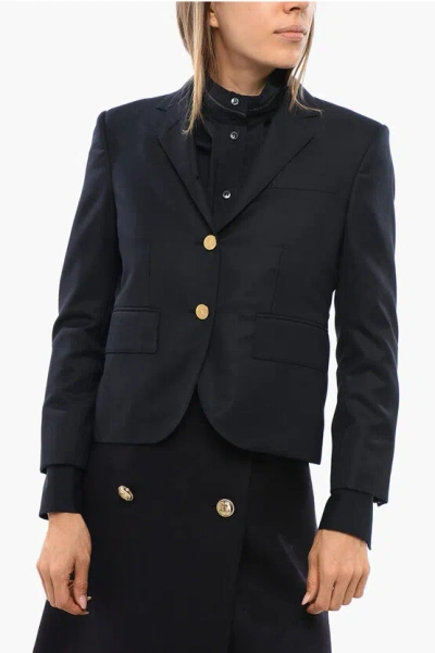 Thom Browne Wool Blazer With Golden Effect 2-buttons In Black
