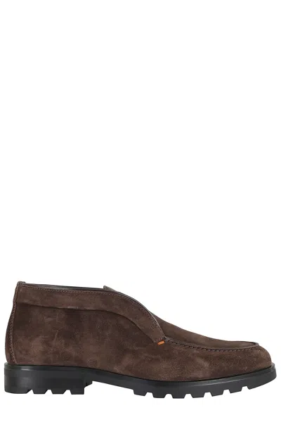Santoni Tonal Sole Ankle Boots In Brown