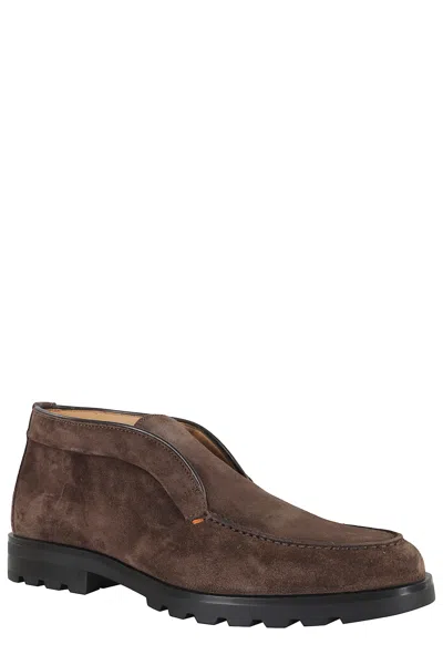 Santoni Tonal Sole Ankle Boots In Brown