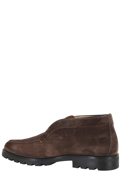 Santoni Tonal Sole Ankle Boots In Brown