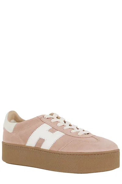 Hogan Platform Sneakers With Suede Upper And Leather Logo In Neutral
